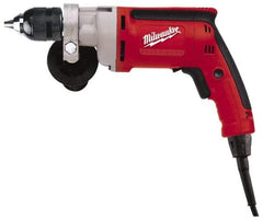 Milwaukee Tool - 3/8" Keyless Chuck, 1,200 RPM, Pistol Grip Handle Electric Drill - 7 Amps, 120 Volts, Reversible, Includes 3/8" Magnum Drill & Side Handle - Americas Tooling