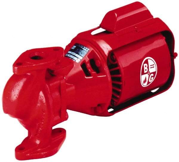 Bell & Gossett - 1/3 hp, 17-1/2" Long, 1 Phase, Cast Iron Housing, Brass Impeller, Inline Circulator Pump - 115/230 Volt, 60 Hz, 10" Flange Width, Bell & Gossett Part No. 102226, 125 Max psi, ODP Motor - Americas Tooling