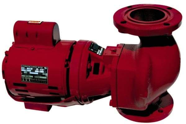 Bell & Gossett - 1/6 hp, 16-5/8" Long, 1 Phase, Cast Iron Housing, Brass Impeller, Inline Circulator Pump - 115 Volt, 60 Hz, 8-1/2" Flange Width, Bell & Gossett Part No. 102214, 125 Max psi, ODP Motor - Americas Tooling