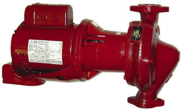 Bell & Gossett - 1/2 hp, 23" Long, 1 Phase, Cast Iron Housing, Cast Bronze Impeller, Inline Circulator Pump - 115/230 Volt, 60 Hz, 13-1/2" Flange Width, Flanges Included, Bell & Gossett Part No. 60-15, 175 Max psi, ODP Motor - Americas Tooling