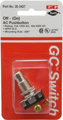 GC/Waldom - 1/2 Inch Mount Hole, Pushbutton Switch Only - Round, Chrome Pushbutton, Nonilluminated, Momentary (MO), Off-On - Americas Tooling