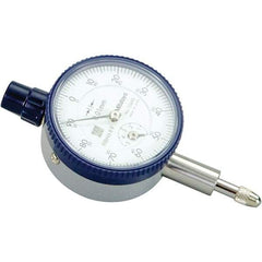 Mitutoyo - 5mm Range, 0-100 Dial Reading, 0.01mm Graduation Dial Drop Indicator - 40mm Dial, 1mm Range per Revolution, 0.01mm Accuracy, Revolution Counter - Americas Tooling