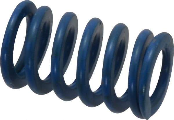 Associated Spring Raymond - 5/8" Hole Diam, 11/32" Rod Diam, 1" Free Length, Blue Die Spring - 82 Lb Max Deflection, 0.5" Max Deflection, Medium Duty, Chromium Alloy Steel - Americas Tooling