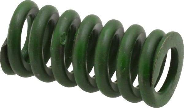 Associated Spring Raymond - 1/2" Hole Diam, 9/32" Rod Diam, 1" Free Length, Green Die Spring - 80 Lb Max Deflection, 0.25" Max Deflection, Extra Heavy Duty, Chromium Alloy Steel - Americas Tooling