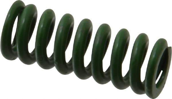 Associated Spring Raymond - 1/2" Hole Diam, 9/32" Rod Diam, 1-1/4" Free Length, Green Die Spring - 75 Lb Max Deflection, 0.31" Max Deflection, Extra Heavy Duty, Chromium Alloy Steel - Americas Tooling