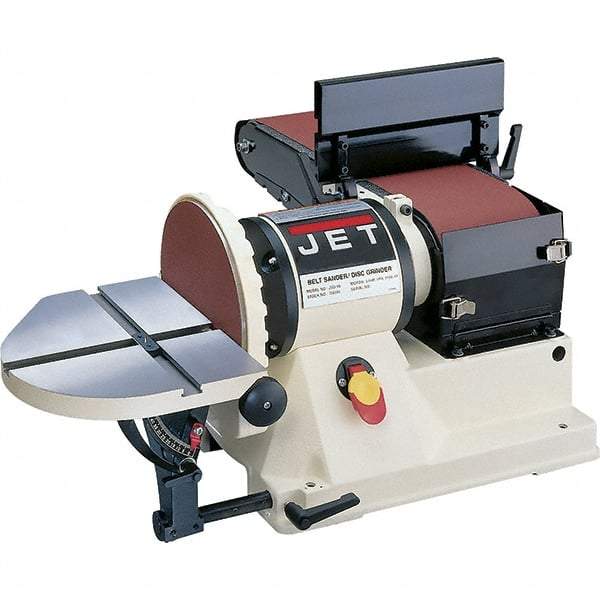 Jet - 48 Inch Long x 6 Inch Wide Belt, 9 Inch Diameter, Horizontal and Vertical Combination Sanding Machine - 2,258 Ft./min Belt Speed, 3/4 HP, Single Phase - Americas Tooling