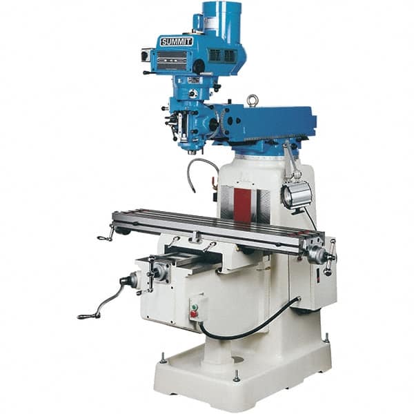 Summit - 10" Table Width x 50" Table Length, Variable Speed Pulley Control, 3 Phase Knee Milling Machine - R8 Spindle Taper, 3 hp - Americas Tooling