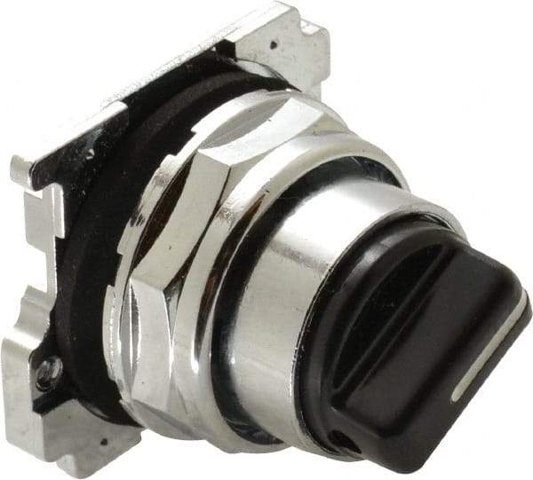 Eaton Cutler-Hammer - 30-1/2mm Mount Hole, 2 Position, Knob Operated, Selector Switch with Cam and Cap - Black, Maintained (MA) - Momentary (MO) - Americas Tooling