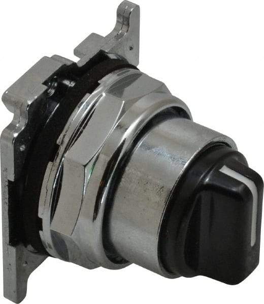 Eaton Cutler-Hammer - 30-1/2mm Mount Hole, 3 Position, Knob Operated, Selector Switch with Cam and Cap - Black, Maintained (MA) - Momentary (MO) - Americas Tooling