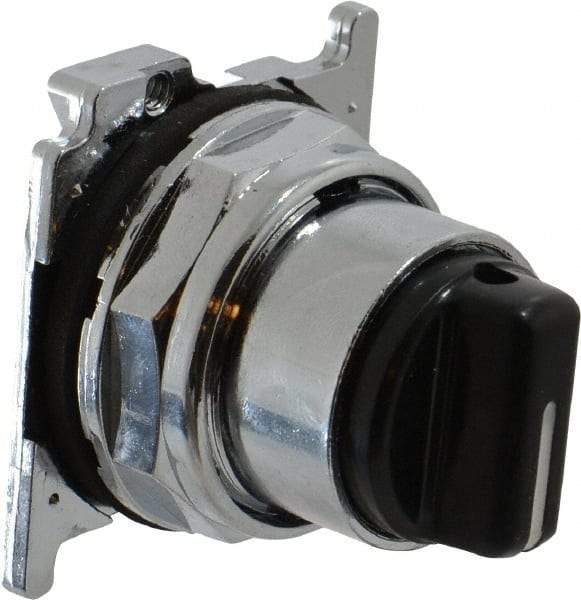 Eaton Cutler-Hammer - 30-1/2mm Mount Hole, 3 Position, Knob Operated, Selector Switch with Cam and Cap - Black, Maintained (MA) - Momentary (MO) - Americas Tooling