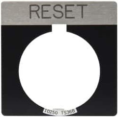 Eaton Cutler-Hammer - Square, Legend Plate - Reset - Black Background, 30-1/2mm Hole Diameter - Americas Tooling