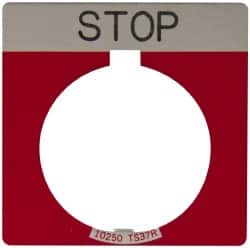 Eaton Cutler-Hammer - Square, Legend Plate - Stop - Red Background, 30-1/2mm Hole Diameter - Americas Tooling