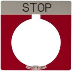 Eaton Cutler-Hammer - Square, Legend Plate - Stop - Red Background, 30-1/2mm Hole Diameter - Americas Tooling