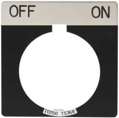 Eaton Cutler-Hammer - Square, Legend Plate - Off-On - Black Background, 30-1/2mm Hole Diameter - Americas Tooling