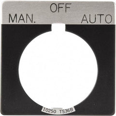 Eaton Cutler-Hammer - Square, Legend Plate - Manual-Off-Auto - Black Background, 30-1/2mm Hole Diameter - Americas Tooling