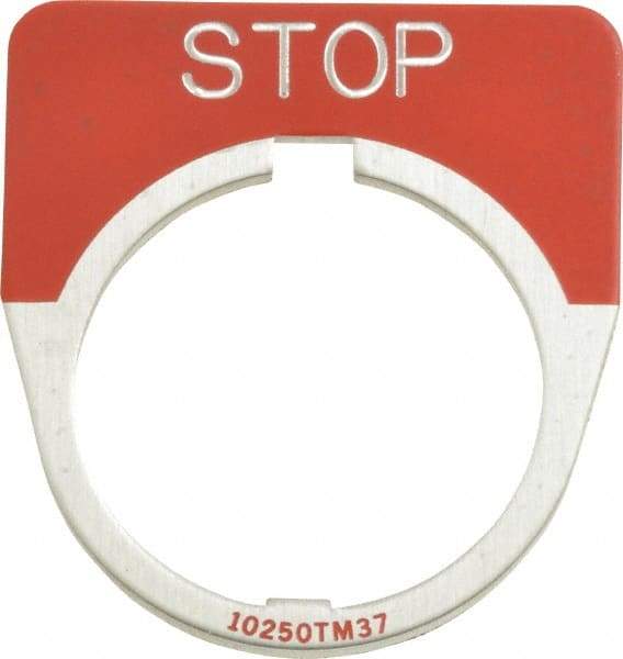 Eaton Cutler-Hammer - Half Round, Legend Plate - Stop - Red Background, 30-1/2mm Hole Diameter - Americas Tooling