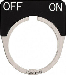 Eaton Cutler-Hammer - Half Round, Legend Plate - Off-On - Black Background, 30-1/2mm Hole Diameter - Americas Tooling