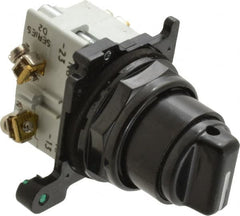 Eaton Cutler-Hammer - 30-1/2mm Mount Hole, 3 Position, Knob Operated, Selector Switch with Contact Blocks - Black, Maintained (MA), NO/NC - Americas Tooling