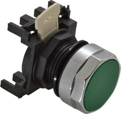 Eaton Cutler-Hammer - 25mm Mount Hole, Flush, Pushbutton Switch Only - Round, Green Pushbutton, Nonilluminated, Momentary (MO) - Americas Tooling