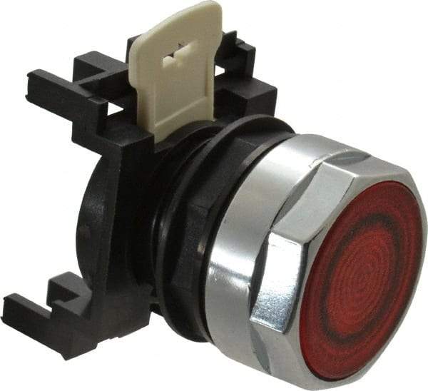 Eaton Cutler-Hammer - 25mm Mount Hole, Flush, Pushbutton Switch Only - Round, Red Pushbutton, Illuminated, Momentary (MO) - Americas Tooling