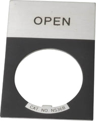 Eaton Cutler-Hammer - Rectangular, Aluminum Legend Plate - Open - Silver Background, Black Letters, 22-1/2mm Hole Diameter, 1.17 Inch Wide x 1.77 Inch High - Americas Tooling