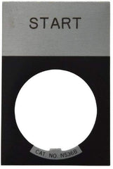 Eaton Cutler-Hammer - Rectangular, Aluminum Legend Plate - Start - Silver Background, Black Letters, 22-1/2mm Hole Diameter, 1.17 Inch Wide x 1.77 Inch High - Americas Tooling