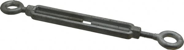 Made in USA - 1,200 Lb Load Limit, 3/8" Thread Diam, 6" Take Up, Steel Eye & Eye Turnbuckle - 11-7/8" Closed Length - Americas Tooling