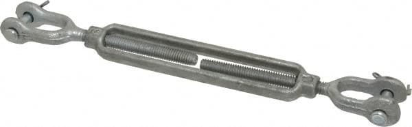 Made in USA - 800 Lb Load Limit, 5/16" Thread Diam, 4-1/2" Take Up, Steel Jaw & Jaw Turnbuckle - 9" Closed Length - Americas Tooling