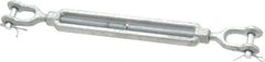 Made in USA - 1,200 Lb Load Limit, 3/8" Thread Diam, 6" Take Up, Steel Jaw & Jaw Turnbuckle - 12" Closed Length - Americas Tooling