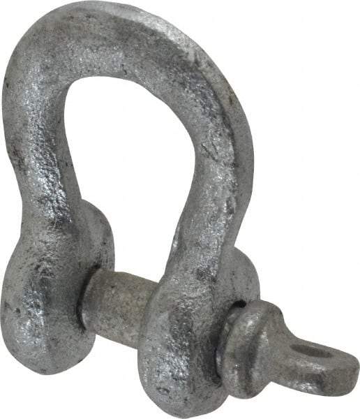 Made in USA - 3/16" Nominal Chain Size, 0.33 Ton Carbon Steel Screw Anchor Shackle - 3/16" Diam, 1/4" Pin Diam, 7/8" High x 3/8" Wide Inside Jaw, 19/32" Inside Width, 9/16" Max Body Thickness - Americas Tooling