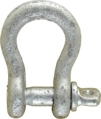 Made in USA - 1/4" Nominal Chain Size, 0.5 Ton Carbon Steel Screw Anchor Shackle - 1/4" Diam, 5/16" Pin Diam, 1-1/8" High x 15/32" Wide Inside Jaw, 25/32" Inside Width, 11/16" Max Body Thickness - Americas Tooling