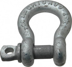 Made in USA - 3/4" Nominal Chain Size, 4.75 Ton Carbon Steel Screw Anchor Shackle - 3/4" Diam, 7/8" Pin Diam, 2-13/16" High x 1-1/4" Wide Inside Jaw, 1-13/16" Inside Width, 1-3/4" Max Body Thickness - Americas Tooling