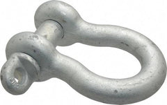 Made in USA - 1-1/8" Nominal Chain Size, 9.5 Ton Carbon Steel Screw Anchor Shackle - 1-1/8" Diam, 1-1/4" Pin Diam, 4-1/4" High x 1-13/16" Wide Inside Jaw, 2-15/16" Inside Width, 2-5/8" Max Body Thickness - Americas Tooling