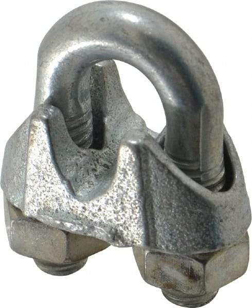 Value Collection - 1/4" Wire Rope U-Bolt Clip - Malleable Iron, Galvanized - Americas Tooling