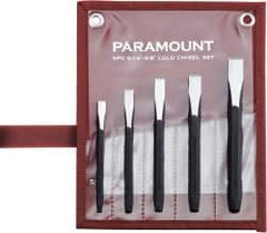 Paramount - 5 Piece Cold Chisel Set - 5-1/8, 5-3/8, 5-9/16, 6 & 6-3/4" OAL, Sizes Included 5/16 to 5/8" - Americas Tooling