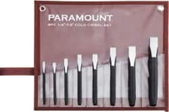 Paramount - 8 Piece Cold Chisel Set - 5, 5-1/8, 5-3/8, 5-9/16, 6, 6-3/4, 6-7/8 & 8" OAL, Sizes Included 1/4 to 7/8" - Americas Tooling