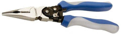 Crescent - 9" OAL, 1-13/16" Jaw Length, Long Nose Side Cutting Multipurpose Pliers - Serrated Jaw, Bi-Material Cushion Grip Handles, with Spring - Americas Tooling