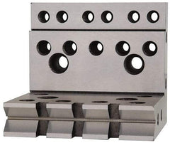 Suburban Tool - 4" Wide x 4" Deep x 4-1/2" High Steel Precision-Ground Angle Plate - V-Step Plate, Machined Holes on Surface, Open End, 1" Thick, Single Plate - Americas Tooling