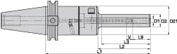 Kennametal - CAT50 Taper Shank, 14mm Hole Diam, Hydraulic Tool Holder/Chuck - 21.5mm Nose Diam, 200mm Projection, 36mm Clamp Depth, 15,000 RPM, Through Coolant - Exact Industrial Supply