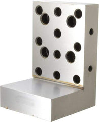 Suburban Tool - 4" Wide x 6" Deep x 4" High Steel Precision-Ground Angle Plate - Standard Plate, Machined Holes on Surface, Open End, 1-1/4" Thick, Single Plate - Americas Tooling