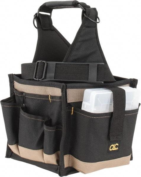 CLC - 25 Pocket Black & Khaki Polyester Tool Tote - 8" Wide x 8" Deep x 17" High - Americas Tooling