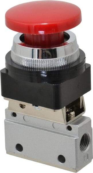 ARO/Ingersoll-Rand - 1/8" NPT Manual Mechanical Valve - 3-Way, 2 Position, Palm Button/Spring & 0.2 CV Rate - Americas Tooling