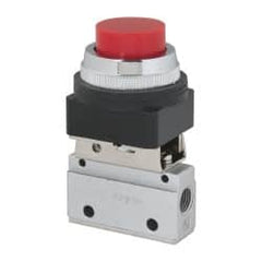 ARO/Ingersoll-Rand - 1/8" NPT Manual Mechanical Valve - 3-Way, 2 Position, Push-Button w/o Guard/Spring & 0.2 CV Rate - Americas Tooling