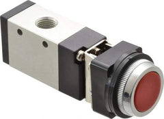 ARO/Ingersoll-Rand - 1/4" NPT Manual Mechanical Valve - 3-Way, 2 Position, Push-Button w/Guard/Spring & 0.7 CV Rate - Americas Tooling