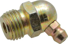 PRO-LUBE - 65° Head Angle, 1/4-18 NPT Steel Standard Grease Fitting - 9/16" Hex, 24.6mm Overall Height, 8.7mm Shank Length, Zinc Plated Finish - Americas Tooling