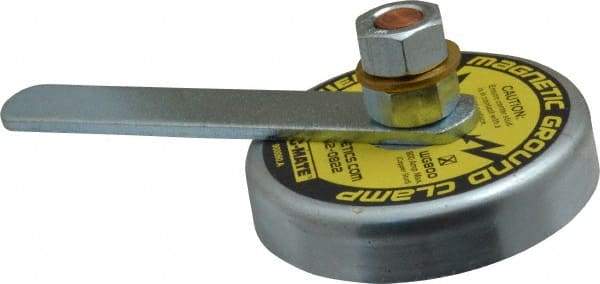 Mag-Mate - 800 Amps Grounding Capacity, 3-1/2" Diam, 2-1/4" High, 35 Lb Max Pull Force, Rare Earth Magnetic Welding & Fabrication Ground Clamp - 55 Lb Average Pull Force, Round Cup Magnet, Copper Stud, Compatible with Flat Surface - Americas Tooling