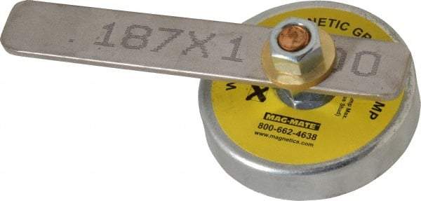 Mag-Mate - 250 Amps Grounding Capacity, 3-1/2" Diam, 2-1/4" High, 35 Lb Max Pull Force, Rare Earth Magnetic Welding & Fabrication Ground Clamp - 55 Lb Average Pull Force, Round Cup Magnet, Brass Stud, Compatible with Flat Surface - Americas Tooling