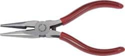 Proto - 7-1/2" OAL, 2-5/8" Jaw Length x 3/4" Jaw Width, Long Nose Side Cutting Needle Nose Pliers - Serrated Jaw, Plastisol Handles - Americas Tooling