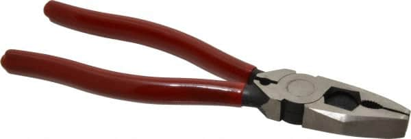 Proto - 8-3/8" OAL, 1-3/4" Jaw Length x 1-1/16" Jaw Width, Linesman's Pliers - Serrated Pipe Jaw, Flat Nose Head, Plastisol Handles - Americas Tooling