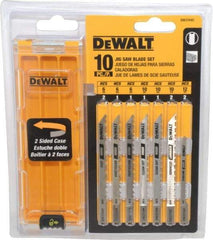 DeWALT - 10 Piece, 3" to 4" Long, 6 to 18 Teeth per Inch, Bi-Metal and High Carbon Steel Jig Saw Blade Set - U-Shank - Americas Tooling